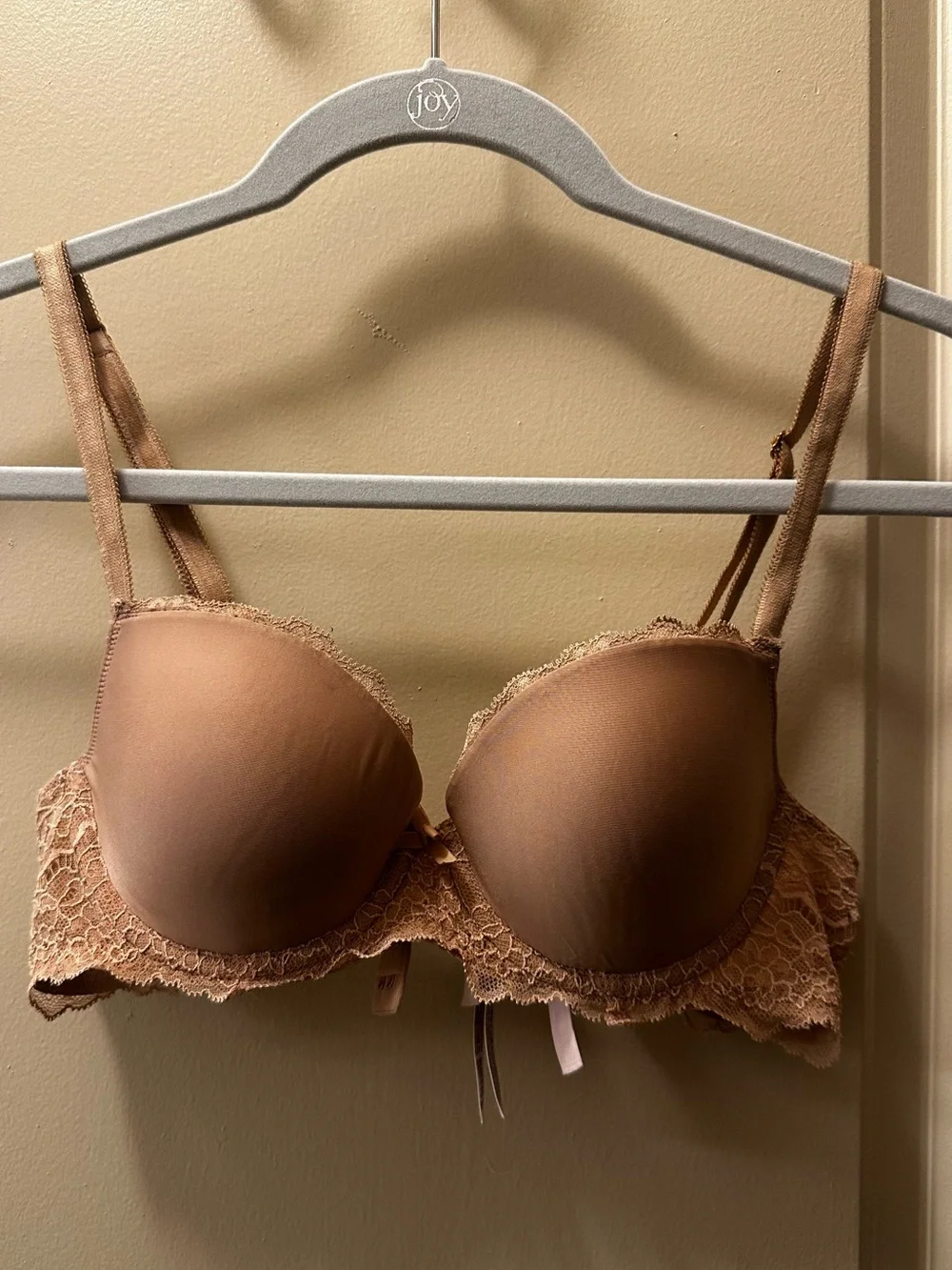 Victoria's Secret Lace Trim Bra in Tan